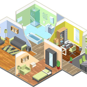 illustration of home and floor plan