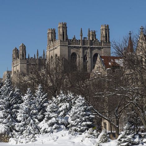 UChicago campus with snow